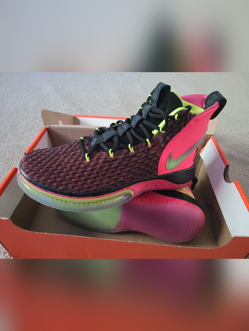 Nike Men's Athletic Shoes Black, Pink, Neon Yellow